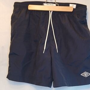 PacSun Dark Blue Swim Shorts with White Accent